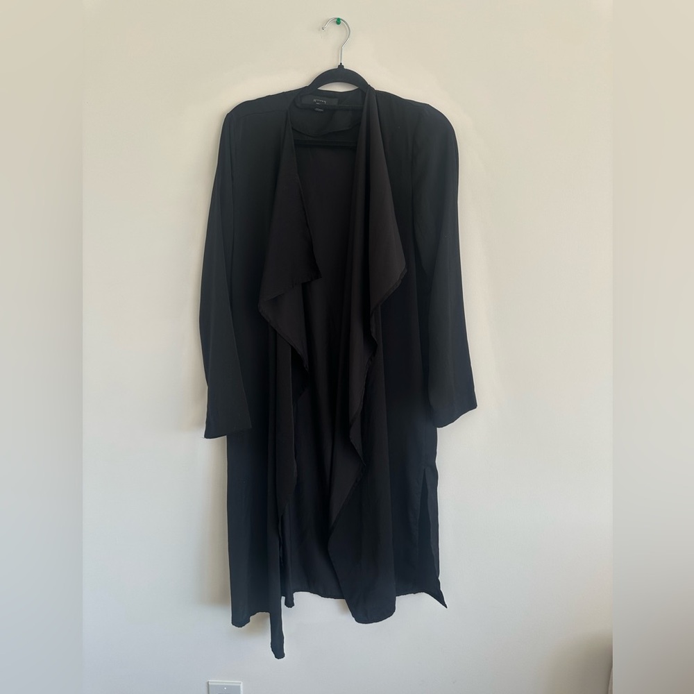Black Draped Open Front Cardigan